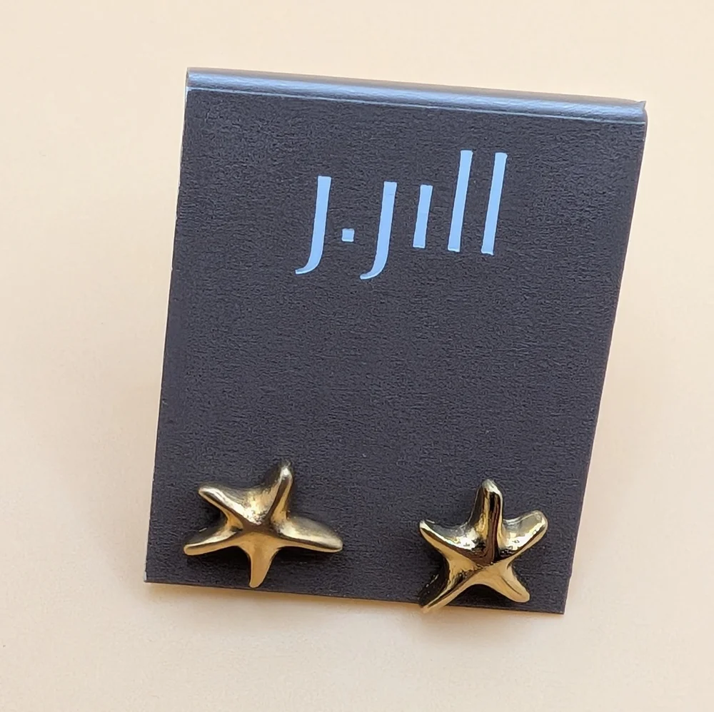 J. Jill Gold Tiny Starfish Earrings NWT